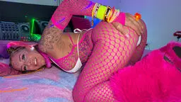 Kyla J Takes Richard Glaze's Tongue Deep In A Neon Rave Ritual! RaveBunnys